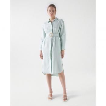 Vestido Midi con Cinturón de Lino Salsa