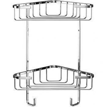 Croydex QM260241 Medium Chrome 2-Tier Corner Basket Shower Caddy