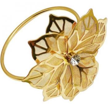 Joya de Mesa Anillo Floral en Metal con Hebilla Dorada – Pack 6