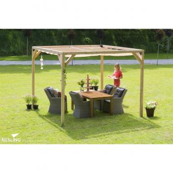 Nesling Vrijstaande Douglas Pergola met harmonicadoek 200 x 300 cm zand