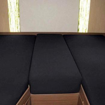 Elegantes Spannbetttuch Set mit Mittelteil für Wohnmobil-Heckbett – Titanium Style