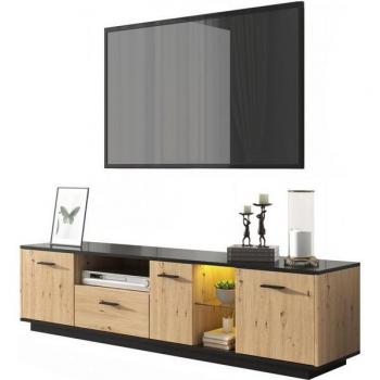 Tavolino Bar Archiviazione Nero 138‑204 x 39 x 105 cm