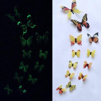 12 Uds Mariposas Artísticas Luminiscentes para Decoración de Habitaciones