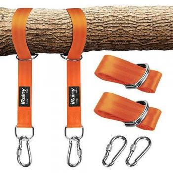 IRainy Befestigungspaket „Baum&Schaukel“ – 2 Karabiner, Tragetasche, Schwarz/Orange