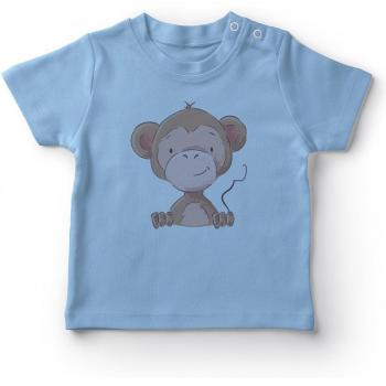 Camiseta Angemiel bebé niño azul con mono sonriente