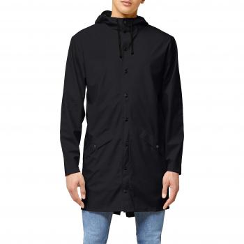 RAINS Men's Long Jacket Raincoat, Black, Extra Small/Small