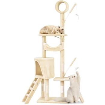 Torre de Gatos Beige 155cm con Juguetes y Cueva