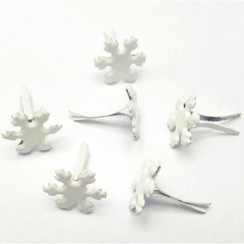 White Glitter Snowflake Brads