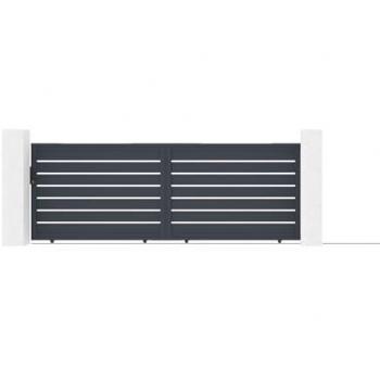 Casanoov Schiebetor „Vogel“ 4 m – 400 × 140 cm + 2 EIFEL Pfosten H 166 cm, Grau