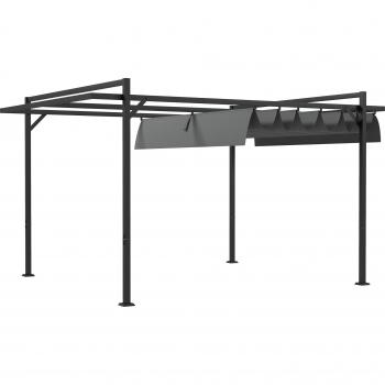 Cenador Urbano OutSun 3x4 m Gris con Techo Retráctil y Drenaje