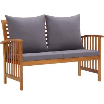 Acacia Wood Outdoor Bench with Cushions 119 cm