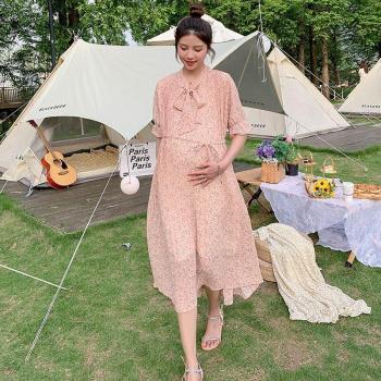 Vestido largo de gasa para embarazadas, estilo dulce y encantador