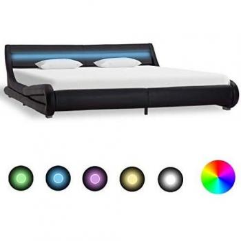 Kunstleder Bettgestell Schwarz mit LED 180x200 cm