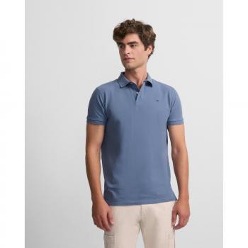 Polo de manga corta Silbon azul liso para hombre