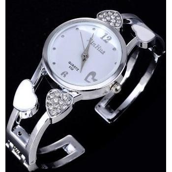 Rhinestone Heart Bracelet Watch for Women