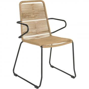 Stuhlset VEGA Filea mit Armlehne, Sitzbezug beigefarben, Gestell Schwarz