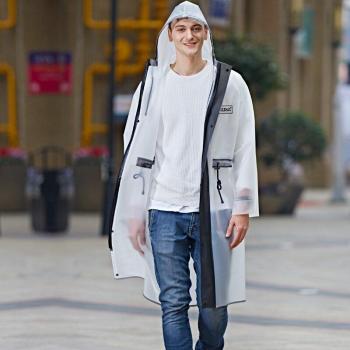 Veste de pluie à capuche pour hommes et femmes, manteau long transparent pour le plein air