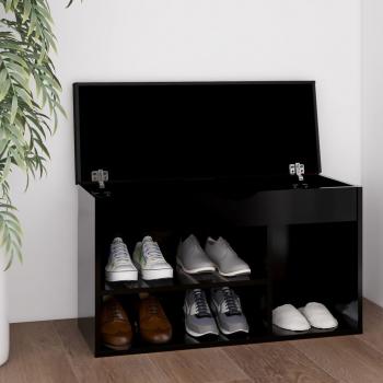 VidaXL Black Shoe Organizer Bench with Cushion 80x30x47 cm