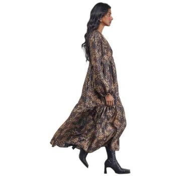 Textured Animal Organza Wrap Dress for Women – Midi, Size 14