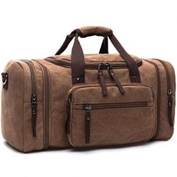 LOSMILE Sac de Voyage Étanche en Toile 40-50L Marron