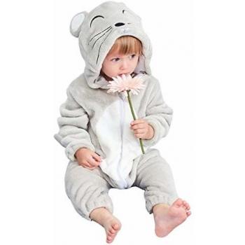 COOKY.D Infant Mouse Flannel Romper with Hood, 2-5 Months