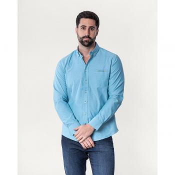 Camisa Spagnolo Oxford Azul Claro con Bolsillo para Hombre