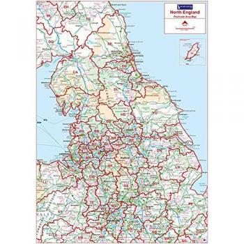 Dual‑Laminated Northern England Postcode Map – Colour, Matte Finish, Write/Erase