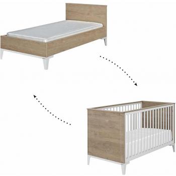 Babybett GALIPETTE MARCEL 70x140 cm, Weiß/Eiche Blond, ohne Matratze