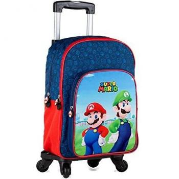 Mochila Super Mario Bros y Luigi adaptable con trolley y compartimentos
