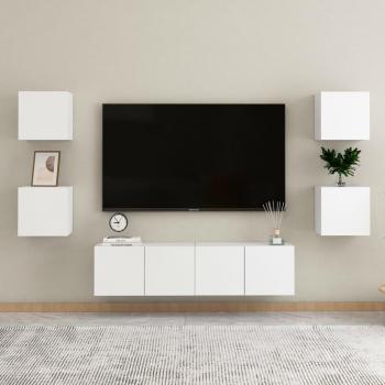 VidaXL Ensemble de Meubles TV 6 pcs, Ensemble d'Armoires de Télévision avec Rangement, Meubles Télé de Salon, Blanc Bois d'Ingénierie 3078660