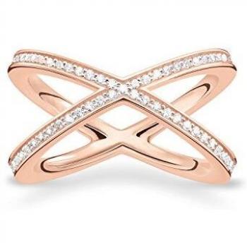 Anillo de circonitas blancas en plata con baño de oro rosa de 18K