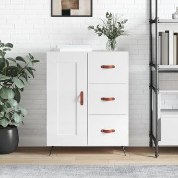 Sideboard 69,5x34x90 cm madera multicapa blanco pulido