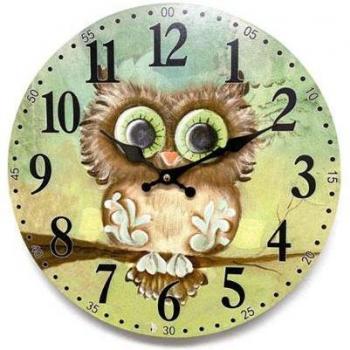 Charming Owl MDF Wall Clock 12 (34x34x2.5cm)