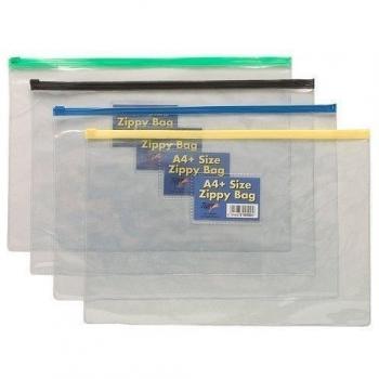 Tiger Clear A4 Zippy Storage Bag with Assorted Colour Zips (Pack of 12)