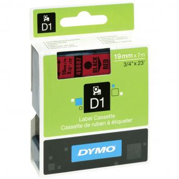 DYMO Authentic D1 19 mm × 7 m Self‑Adhesive Red Tape Labels with Black Printing – Europe