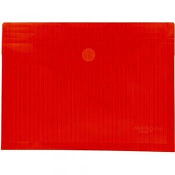 Ensemble de 5 pochettes en polypropylène multilingues, grand format, orange, avec soufflet et fermeture éclair