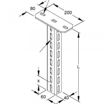 Niedax Edelstahl‑Hänger 60 x 40 mm, Länge 900 mm – Modell HU‑6040/900