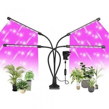 Adjustable Gooseneck 4-Head Plant Light, Timer Included