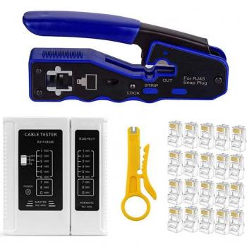 RJ45 Crimp Tool Kit with 50 Cat6A Connectors
