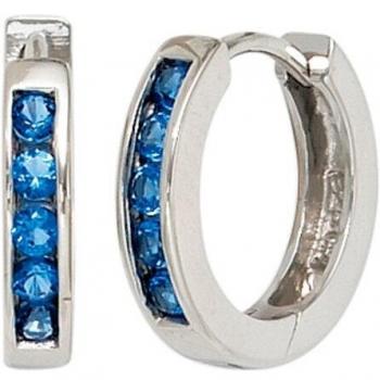 Creolen 925 Silber rhodiniert mit 10 Zirkonia Ohrringe