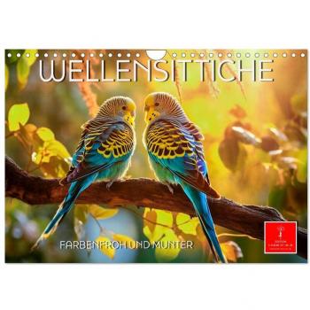 Wellensittiche farbenfroh und munter (Wandkalender 2025 DIN A4 quer) CALVENDO Monatskalender