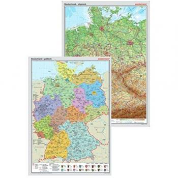 Westermann Deutschland physisch Posterkarte. Deutschland politisch 2 Tle.
