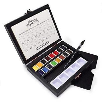 Set de Voyage Aquarelle Sennelier, 16 Couleurs Demi-Godets