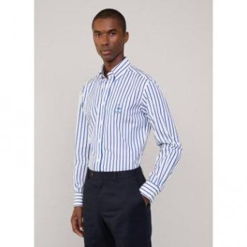 Camisa Casual Azul Rayado para Hombres XXL