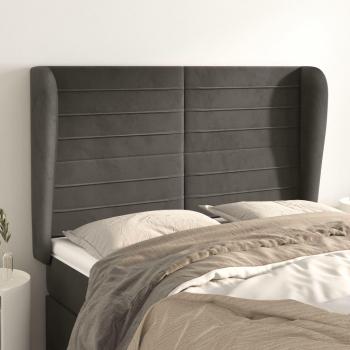 VidaXL Samt Kopfteil mit Ohren Dunkelgrau 147x23x118/128 cm
