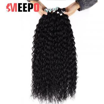 Water Wave Curly Hair Weave Bundles 9 Pack Synthetic Fiber Color 1# Black 28 Inches