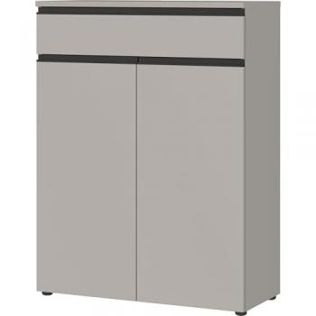 Meuble de rangement pour chaussures 2 portes 1 tiroir gris 90x41x120 cm