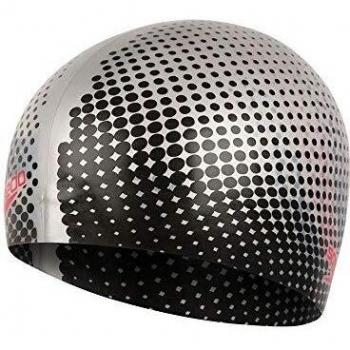 Speedo adult reversible swim cap Tango Vision unisex size one color silver black red