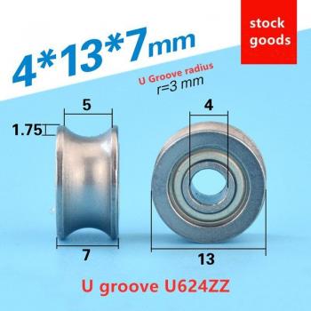 V623 V624ZZ U623ZZ U624ZZ U604ZZ V/U Groove Track Guide Pulley Roller Bearings 3*10*3