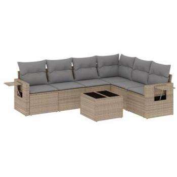 Ensemble de meubles de patio 7 pcs beige avec coussins